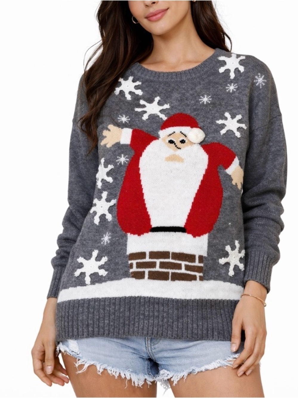 Carolyn Taylor Sweater Ugly Christmas silly Christmas Holiday santa chimney SZ M